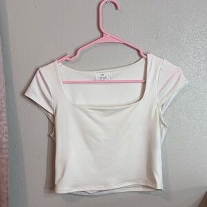 Square Neck White Crop Top - Women